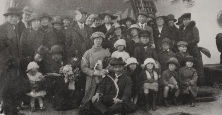 Family on deck · 1930s, before restoration