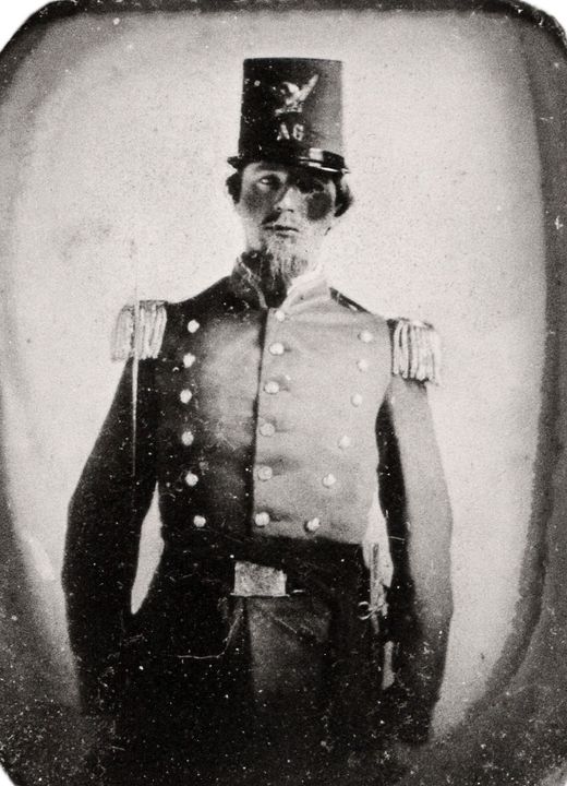 Tintype soldier · 1850s, before restoration