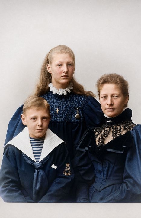 Mother and children · 1880s, restored