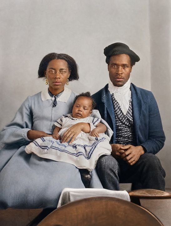 Tintype family · 1870s, restored