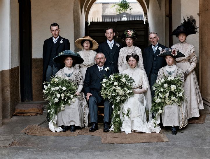 Wedding party · 1910s, restored