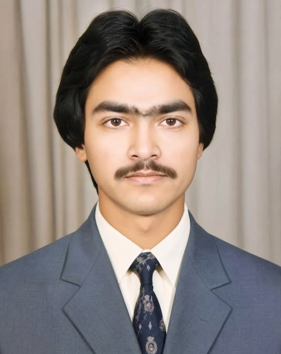 Creased ID photo · phone photo, restored